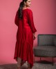 Stylish Cherry Red Kurti in Raw Silk