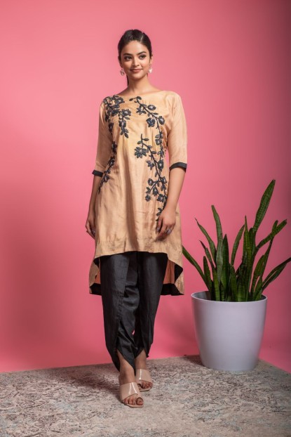   Windham Cream color Kurti with Dhoti Pants