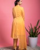 Up & Down stylish Yellow color Kurti & Pants with an embellished Belt