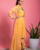 Up & Down stylish Yellow color Kurti & Pants with an embellished Belt