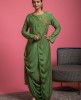 Drape style Long Kurti in Green Color