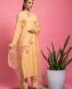 Pure Dola Silk Kurti & Pants in Yellow color