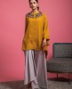 Loose Satin Mustard  Kurta with Grey Palazzo