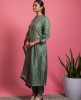 Green color Heavy work Dola Silk kurta with matching pants