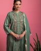 Green color Heavy work Dola Silk kurta with matching pants