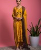 Honey Yellow Simple Kurti with Pants and Brown Dupatta