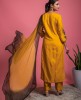 Honey Yellow Simple Kurti with Pants and Brown Dupatta