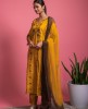 Honey Yellow Simple Kurti with Pants and Brown Dupatta