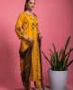 Honey Yellow Simple Kurti with Pants and Brown Dupatta