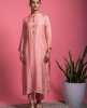 Simple Dola Silk Kurta with Pants in Peach color