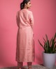 Simple Dola Silk Kurta with Pants in Peach color