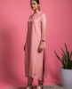 Simple Dola Silk Kurta with Pants in Peach color