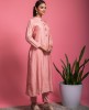 Simple Dola Silk Kurta with Pants in Peach color