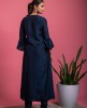 Navy Blue Dola Silk Kurta with Pants