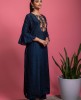 Navy Blue Dola Silk Kurta with Pants