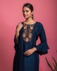 Navy Blue Dola Silk Kurta with Pants