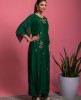 Simple Dola Silk Kurta with Pants in Dark Green color