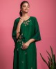 Simple Dola Silk Kurta with Pants in Dark Green color