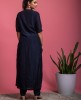 Navy Blue Kurta & Pant in Dola Silk