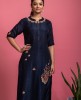 Navy Blue Kurta & Pant in Dola Silk