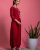 Cherry Red Kurta & Pant in Dola Silk