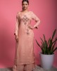Simple Dola Silk Kurta with Pants in Peach color