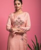 Simple Dola Silk Kurta with Pants in Peach color