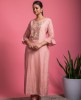 Simple Dola Silk Kurta with Pants in Peach color