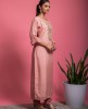 Simple Dola Silk Kurta with Pants in Peach color