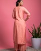 Simple Dola Silk Kurta with Pants in Peach color
