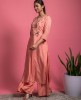 Simple Dola Silk Kurta with Pants in Peach color