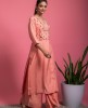 Simple Dola Silk Kurta with Pants in Peach color
