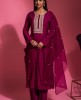 Wine Colour Kurti & Pant Set With Dupatta