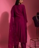 Wine Colour Kurti & Pant Set With Dupatta