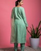 Pista Green Hand work kurta with Pants in Dola Silk & Organza Dupatta