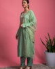 Pista Green Hand work kurta with Pants in Dola Silk & Organza Dupatta
