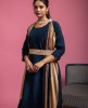   Long Blue Kurti in Satin Crepe