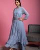 Stylish Baby Blue Georgette Kurti with a Waistbelt