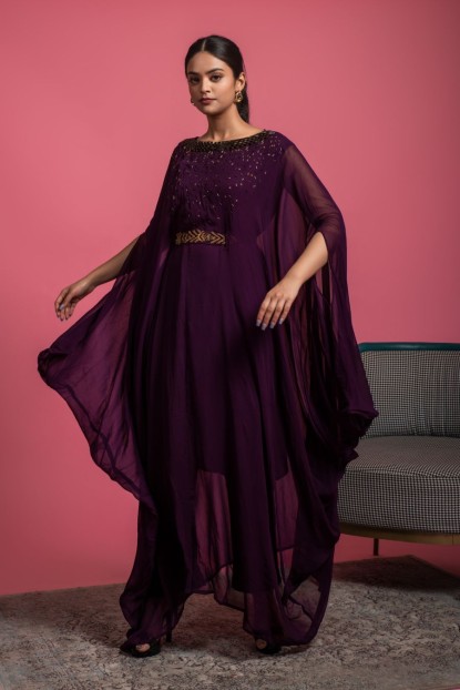 Beautiful Wine Kaftan Dress