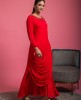 Drape style Red Kurti with Pants