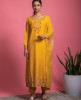 Yellow color Kurti and Pants with Organza Dupatta