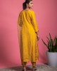 Yellow color Kurti and Pants with Organza Dupatta