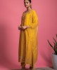 Yellow color Kurti and Pants with Organza Dupatta