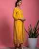 Yellow color Kurti and Pants with Organza Dupatta