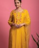Yellow color Kurti and Pants with Organza Dupatta