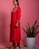   Red Kurta & Pants with Gota Patti work in Dola Silk.