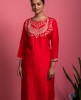   Red Kurta & Pants with Gota Patti work in Dola Silk.