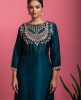 Peacock Blue Kurta & Pants with Gota Patti work in Dola Silk.
