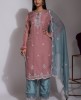 Elegant Kurta & Pant in Puce Pink & Blue color