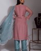 Elegant Kurta & Pant in Puce Pink & Blue color